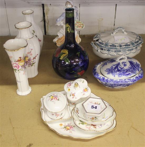 Rubensware vase, Royal Crown Derby wares and other ceramics
